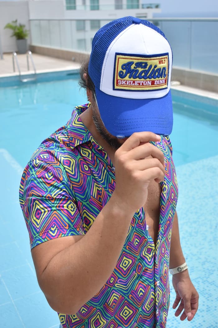 Gorra en malla azul para hombre