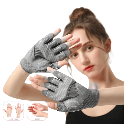 Guantes deportivos para gimnasio de mujer grises