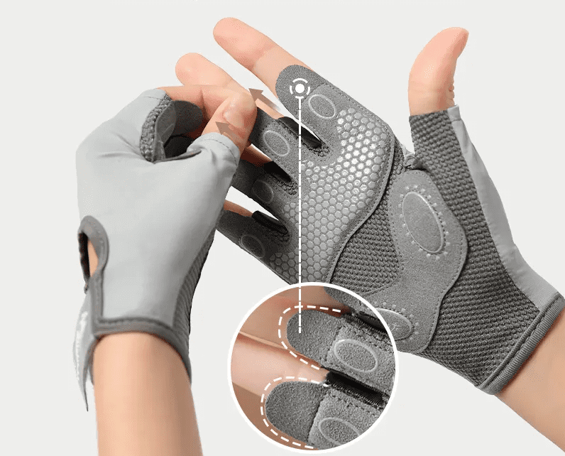 Guantes deportivos para pesas de mujer grises