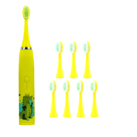 Cepillo de dientes eléctrico amarillo recargable para niñas y niños