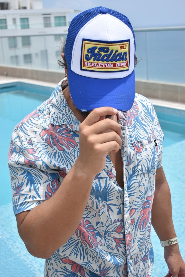 Gorra o cachucha en malla azul para hombre