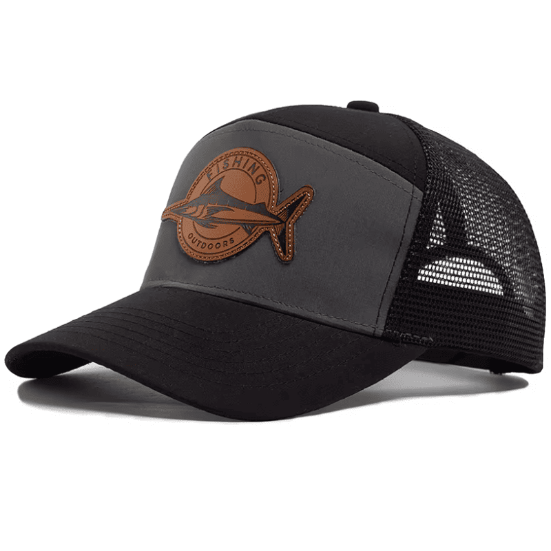 Gorra o cachucha en malla para amantes de la pesca gris