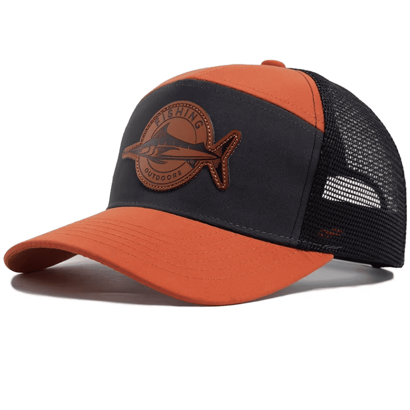 Gorra o cachucha en malla para amantes de la pesca, naranja
