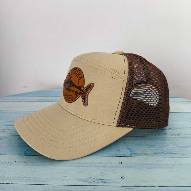 Gorra o cachucha en malla para amantes de la pesca, beige, minimalista
