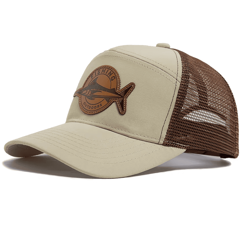 Gorra o cachucha en malla para amantes de la pesca, beige
