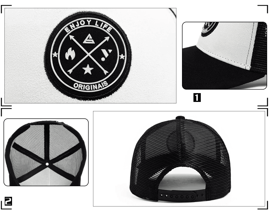 Gorra en malla negra para hombre ajustable