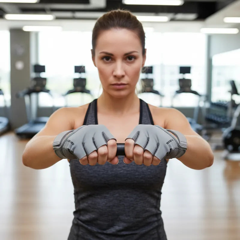 Guantes Deportivos Para Mujer - Gris para gimnasio.