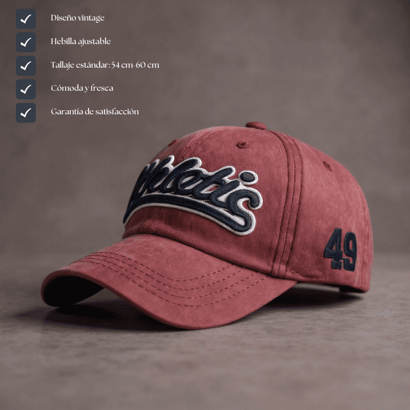 Gorra Cachucha Athletic - Vinotinto para hombre ajustable, vintage
