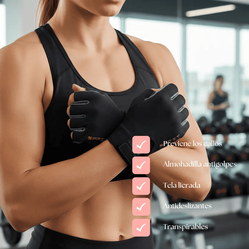 Guantes Deportivos Para Mujer - Negro para pesas y crossfit.
