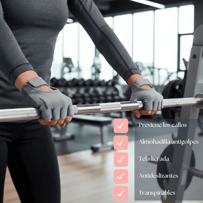 Guantes Deportivos Para Mujer - Gris para gimnasio y crossfit.